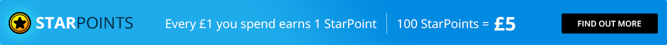 Every £1 you spend earns 1 StarPoint - 100 StarPoints = £5 - Click to find out more