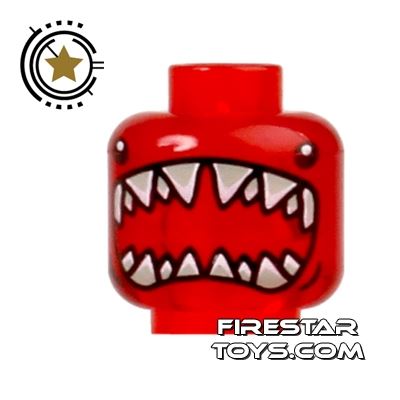 LEGO Mini Figure Heads - Shark Mouth - Transparent RedTRANS RED