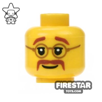 LEGO Mini Figure Heads - Round Glasses and MoustacheYELLOW
