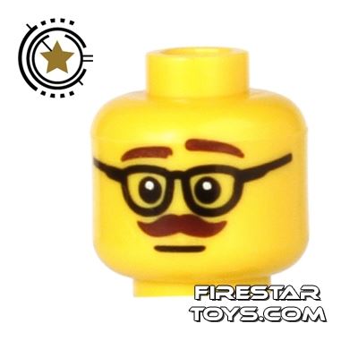 LEGO Mini Figure Heads - Glasses and MoustacheYELLOW