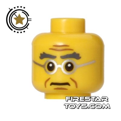 LEGO Mini Figure Heads - Glasses - SternYELLOW