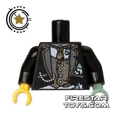 LEGO Mini Figure Torso - Torn Suit Jacket and TieBLACK