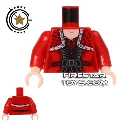 LEGO Mini Figure Torso - Red Belted Top - Red Harrington