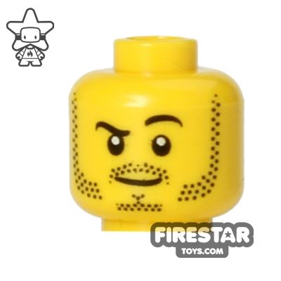 LEGO Mini Figure Heads - Raised Eyebrow - Stubble