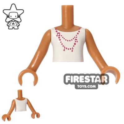 LEGO Friends Mini Figure Torso - White Top with Pink NecklaceWHITE