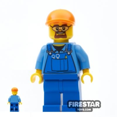 LEGO City Mini Figure - Construction Worker - Blue Overalls 3