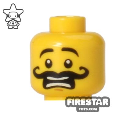 LEGO Mini Figure Heads - Curly Moustache - ScaredYELLOW