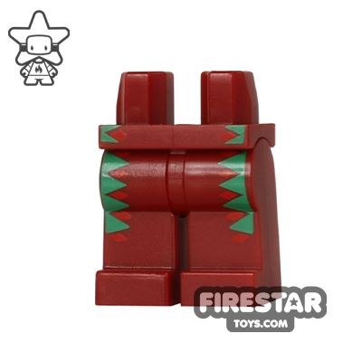 LEGO Mini Figure Legs - Dark Red - Green and Red Trim