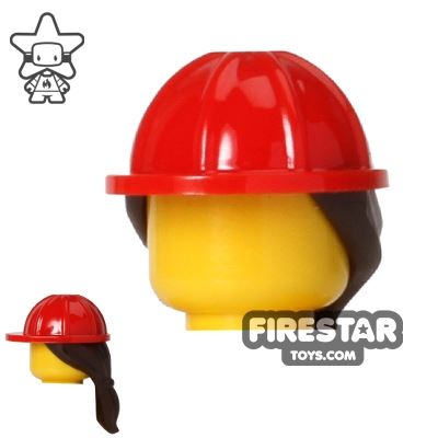 LEGO Construction Hard Hat Helmet with PonytailRED