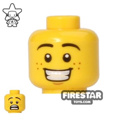 LEGO Mini Figure Heads - Big Grin/Scared - Freckles
