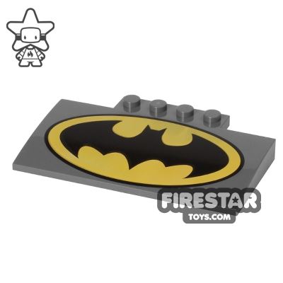 Printed Slope Curved 5x8 x 2/3 with Studs Batman Logo