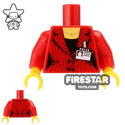 LEGO Mini Figure Torso - Red Jacket and Press PassRED