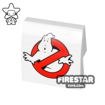 Printed Curved Slope 2x2 Ghostbusters LogoWHITE