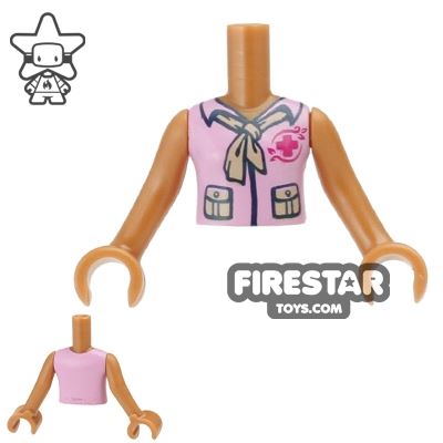 LEGO Friends Mini Figure Torso - Pink Blouse - Red Cross LogoBRIGHT PINK