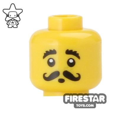 LEGO Mini Figure Heads - Curly MoustacheYELLOW