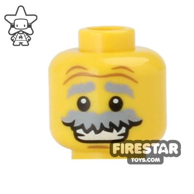LEGO Mini Figure Heads - Grin and MoustacheYELLOW
