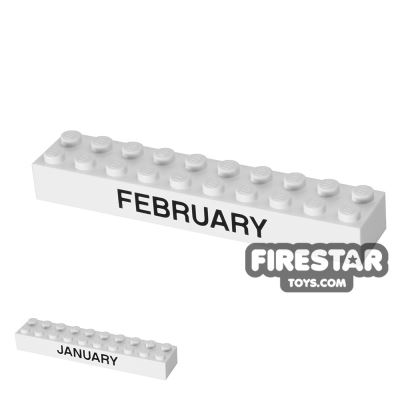 Printed Brick 2x10 - Calendar Brick - January/FebruaryWHITE