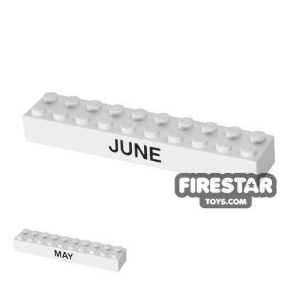Printed Brick 2x10 - Calendar Brick - May/JuneWHITE