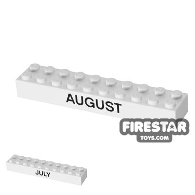 Printed Brick 2x10 - Calendar Brick - July/AugustWHITE