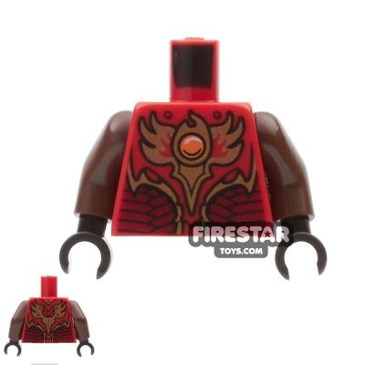 LEGO Mini Figure Torso - Fire Chi Armour - Reddish Brown Arms