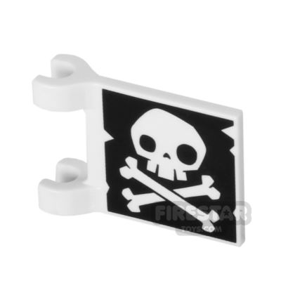 Printed Flag 2x2 - Skull and Crossbones - Jolly RogerWHITE