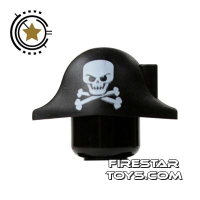 Pirate Bicorne with Large Square Skull & Feather HP#38 Lego Minifigure Hat 