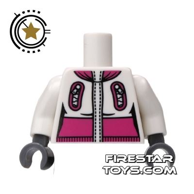 LEGO Mini Figure Torso - White And Pink Winter JacketWHITE