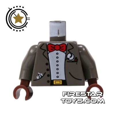 LEGO Mini Figure Torso - Dark Gray Jacket - Bow TieDARK GRAY