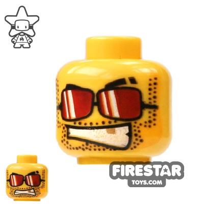 LEGO Mini Figure Heads - Red Sunglasses And Gold ToothYELLOW