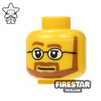 LEGO Mini Figure Heads - Brown Beard and GlassesYELLOW