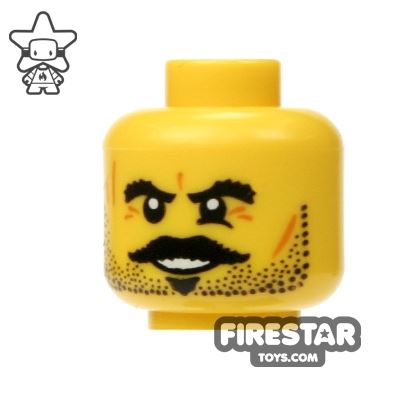 ☀️NEW Lego Minifigure Head Black Thick Eyebrows Moustache Goatee Sideburns 