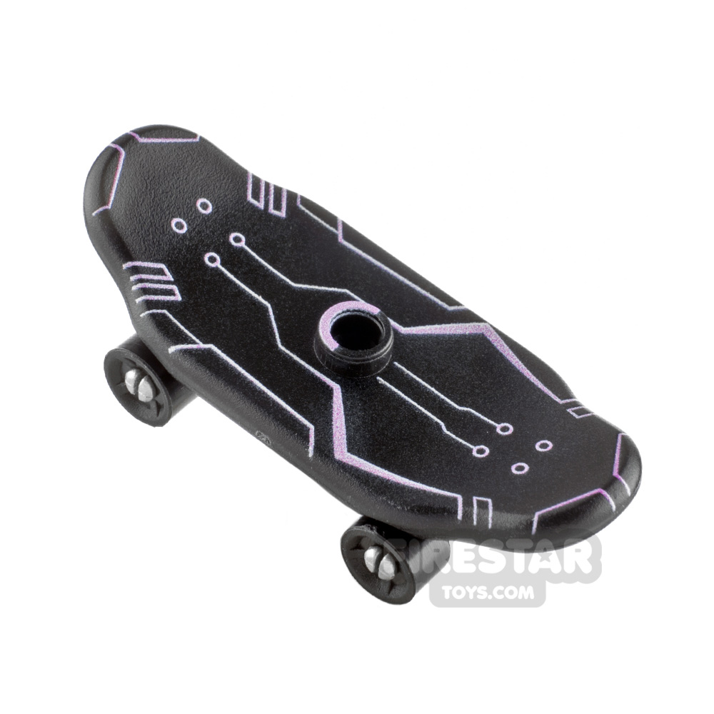 Custom Minifigure Accessory Skateboard with Digital PatternBLACK