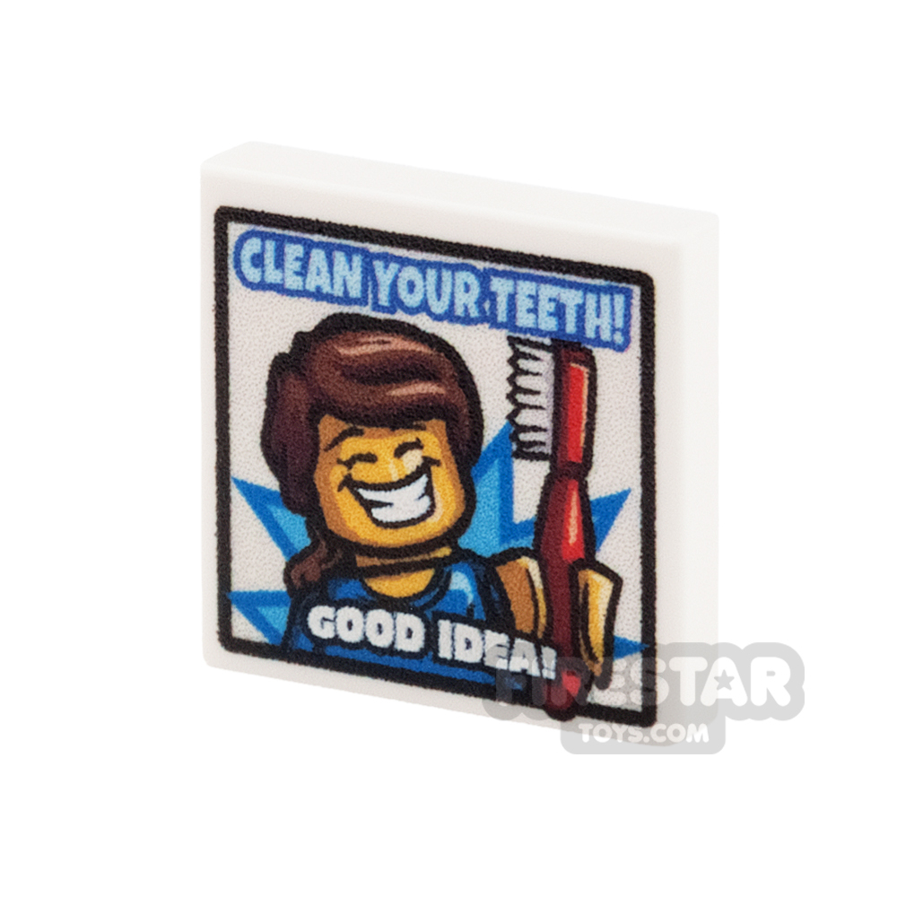 Custom Printed Tile 2x2 Clean Your Teeth Dentist Poster