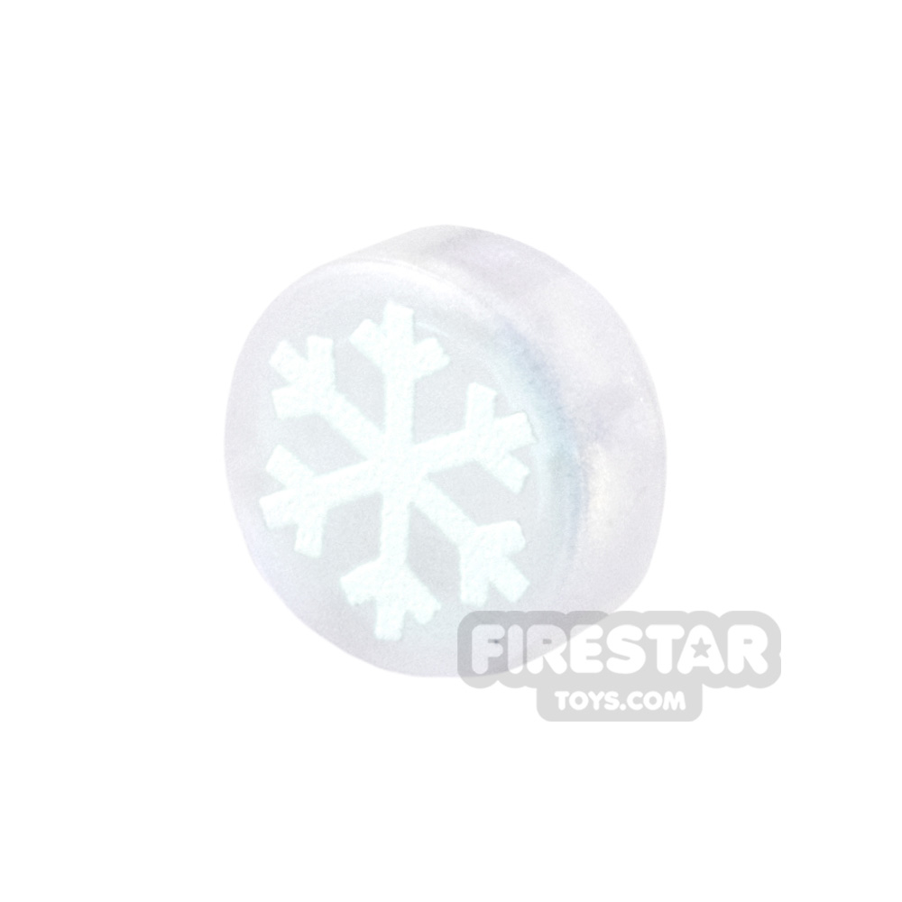 Custom Printed Round Tile 1x1 SnowflakeSATIN WHITE