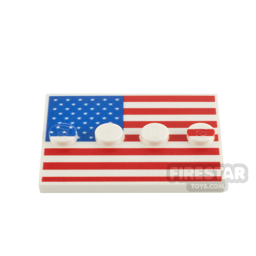 Custom printed Minifigure Stand American FlagWHITE