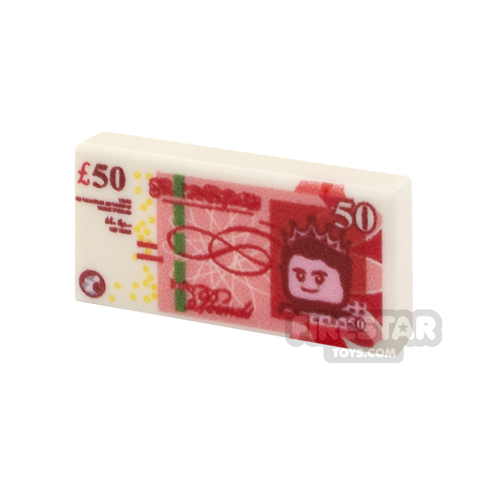 Custom Printed Tile 1x2 - British Money - 50 Pound Note