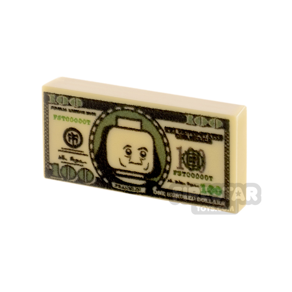 Custom Printed Tile 1x2 - US Money - 100 Dollar Note