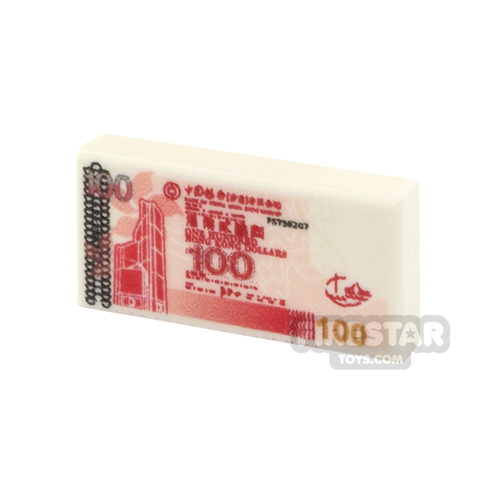 Custom Printed Tile 1x2 - Chinese Money - 100 HKD Note