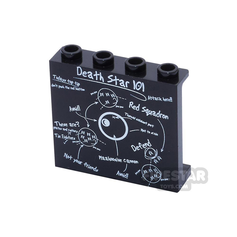 Custom printed panel 1x4x4 - SW Death Star 101 - Chalk BoardBLACK