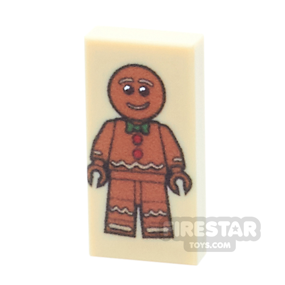 Custom Printed Tile 1x2 - Gingerbread Man