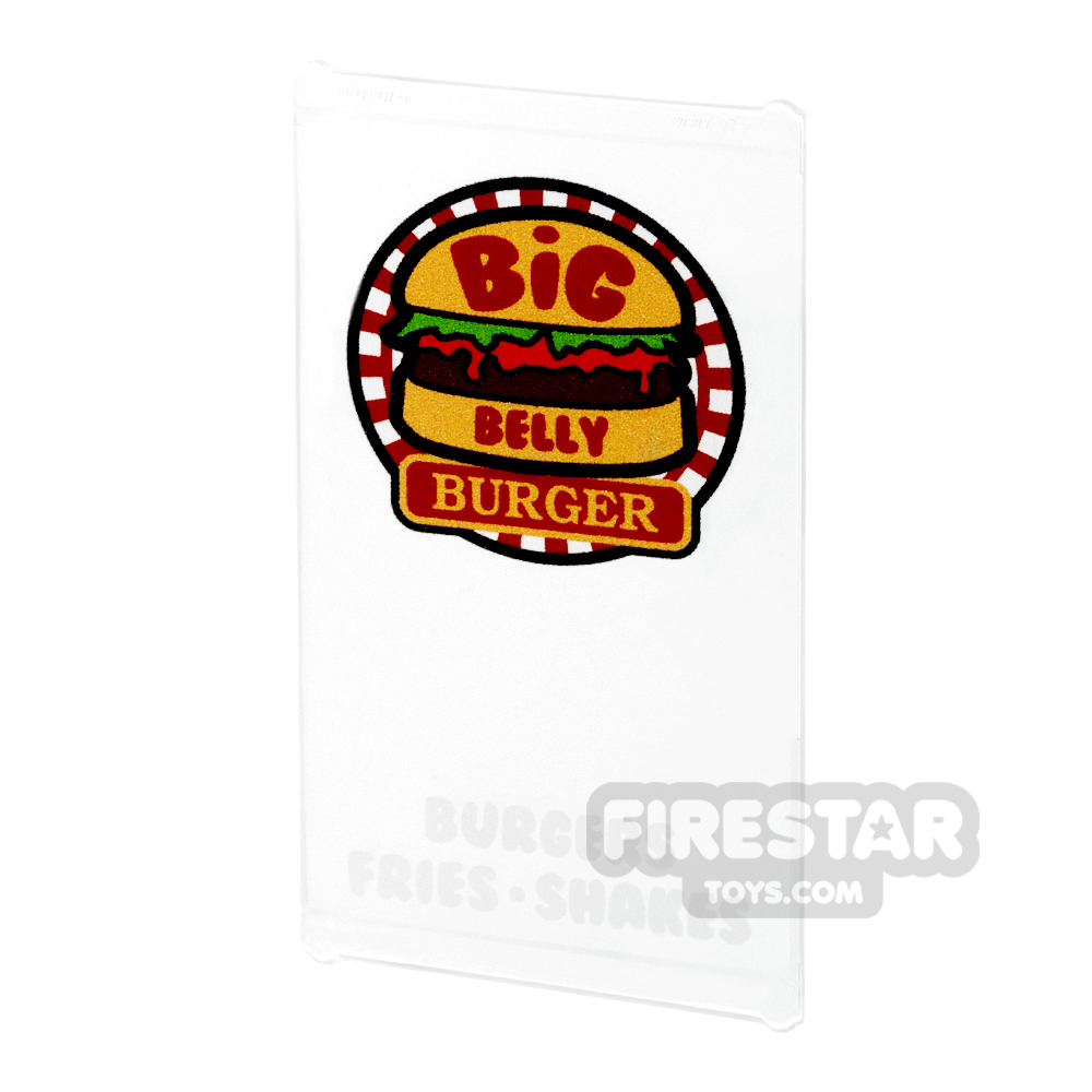 Custom printed Window Glass 1x4x6 Big Belly Burger