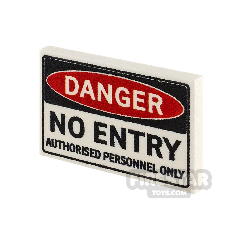 Custom Printed Tile 2x3 Danger No EntryWHITE