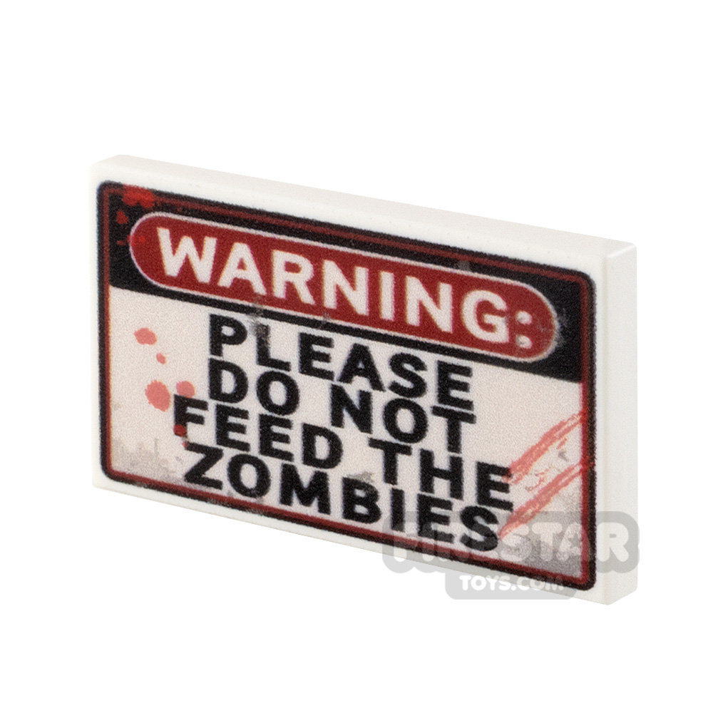 Custom printed Tile 2x3 Don't Feed the ZombiesWHITE
