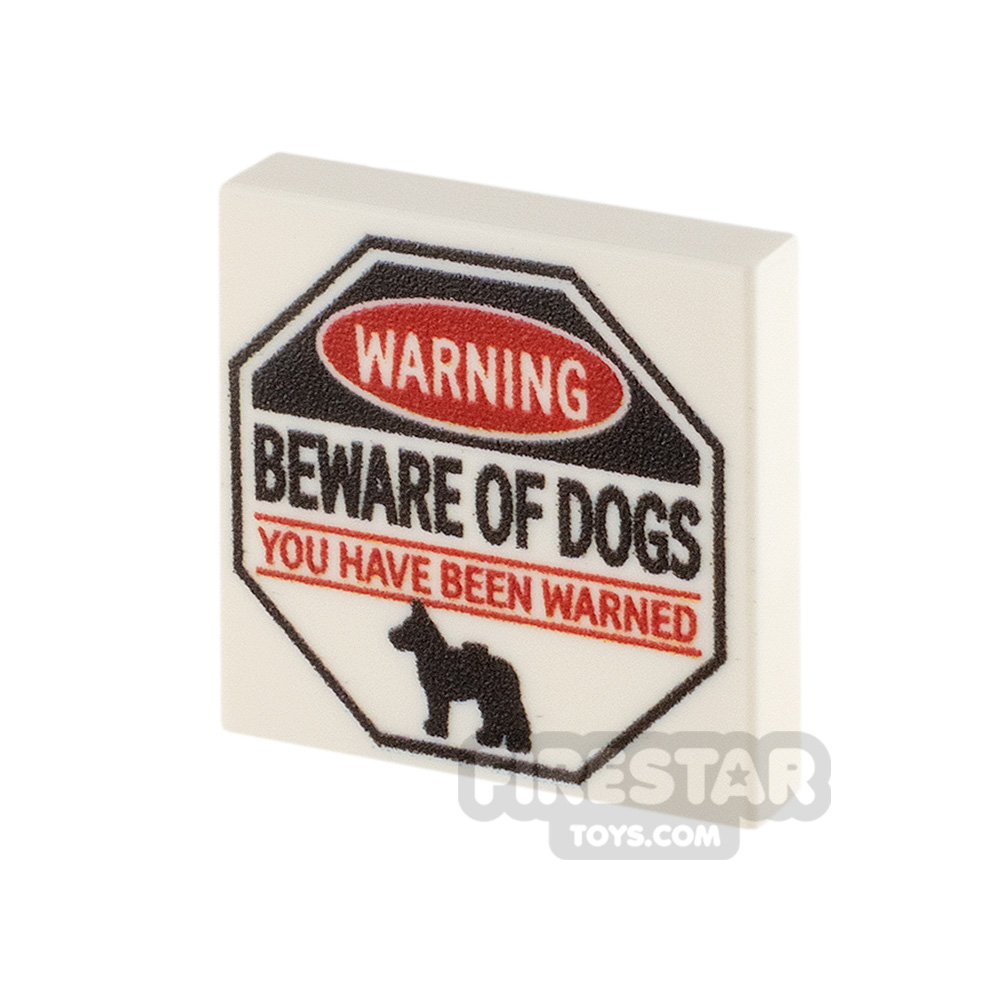 Custom printed Tile 2x2 Beware of DogsWHITE