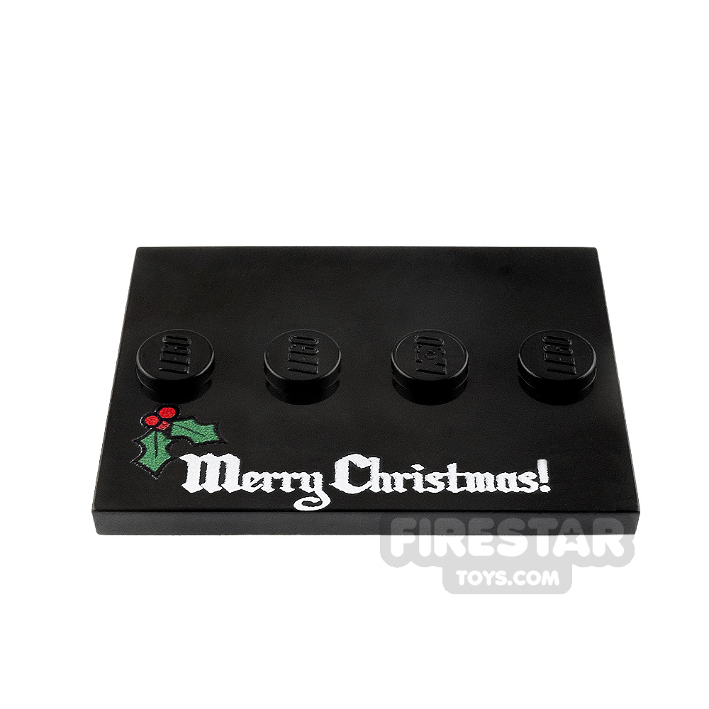 Custom printed Minifigure Stand Merry ChristmasBLACK