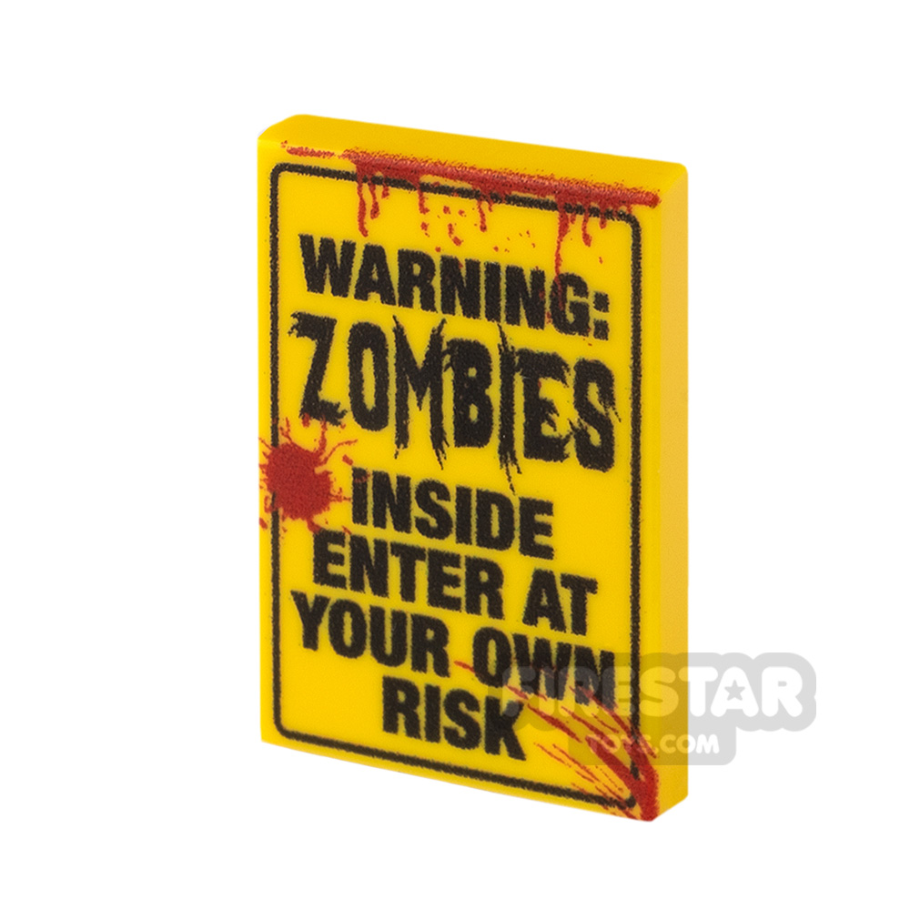 Custom printed Tile 2x3 Zombie Warning SignYELLOW