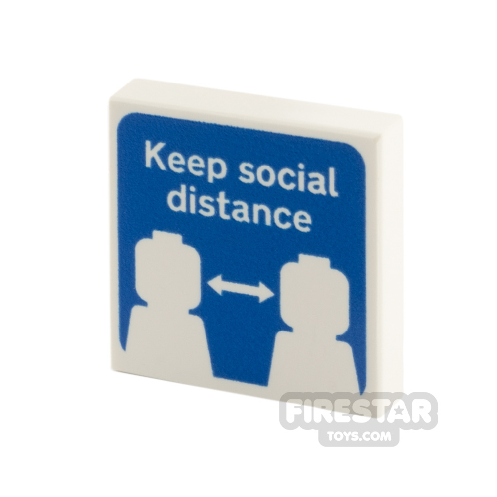 Custom printed Tile 2x2 Keep Social DistanceWHITE