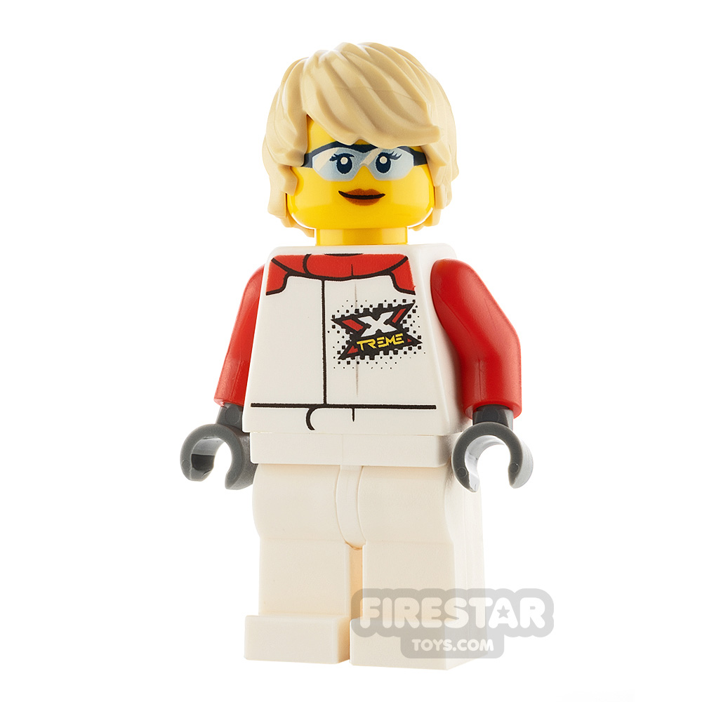 LEGO City Minifigure Female White and Red Jumpsuit
