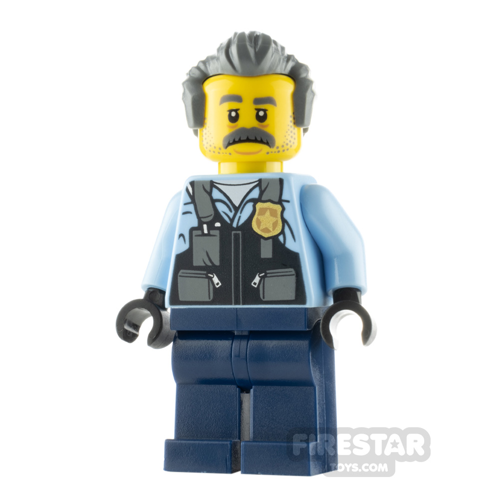 LEGO City Minfigure Police Officer Sam Grizzled Pilot Safety Vest