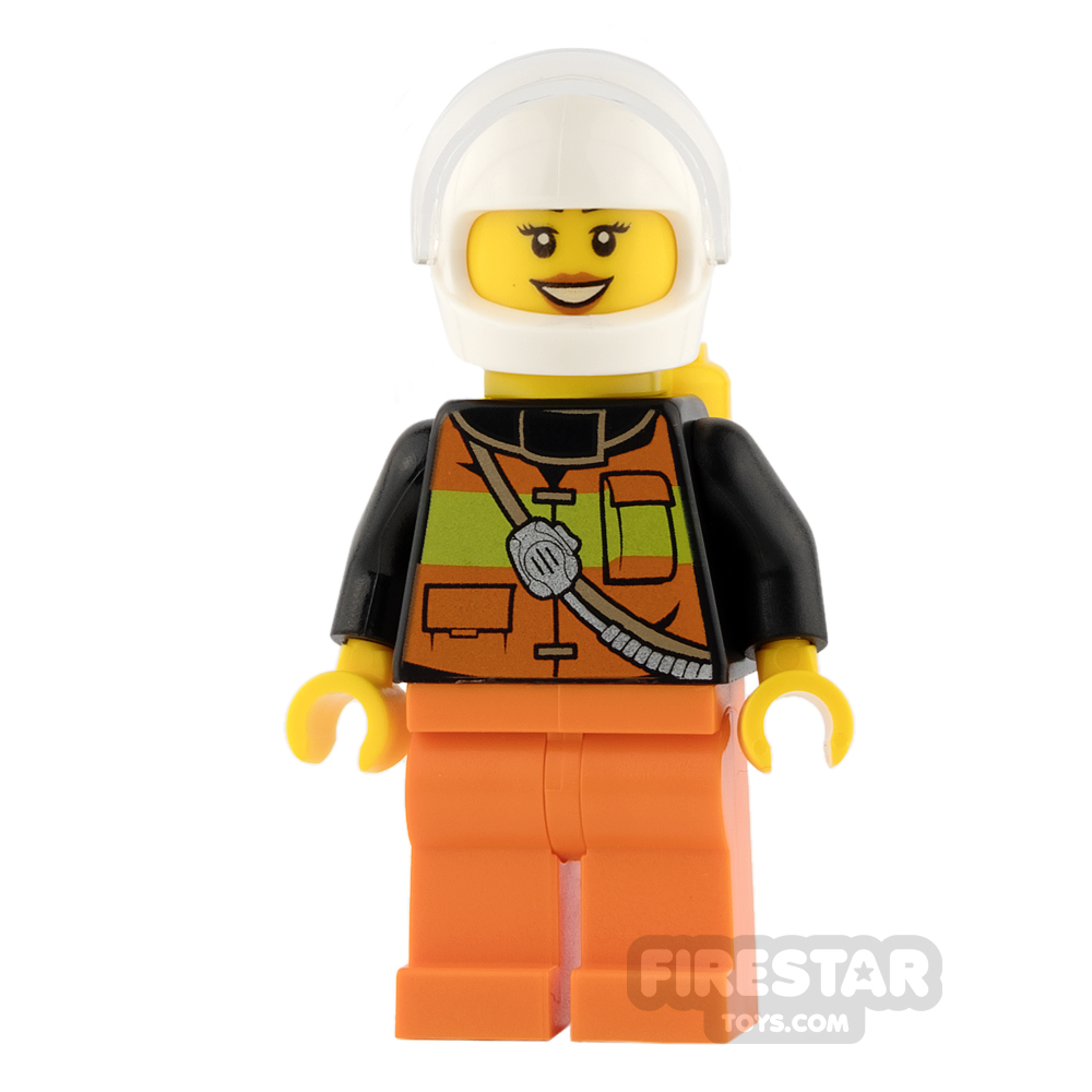 LEGO City Mini Figure - Firewoman - Orange Legs